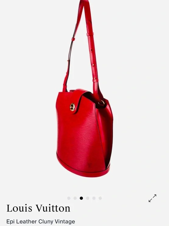 Louis Vuitton Red Cluny Epi Leather Bucket Shoulder Bag - Picture 3 of 13